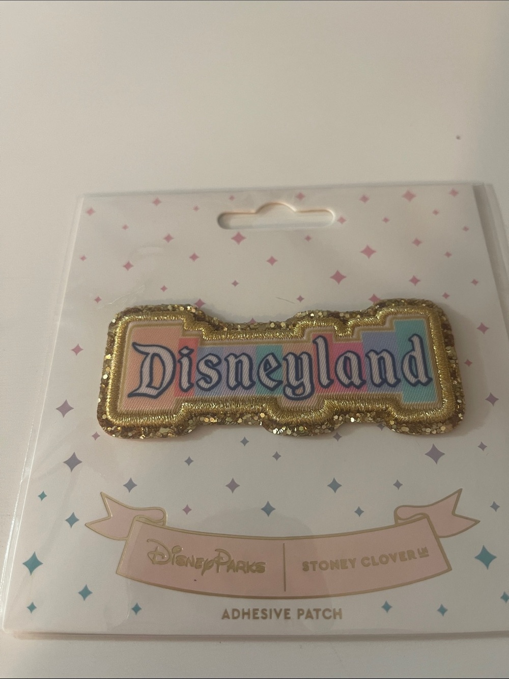 Disney Pastel Rainbow 'Disneyland' Adhesive Patch with Gold Trim